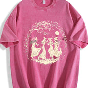European and American for Halloween Vintage Washed T-Shirt in Red