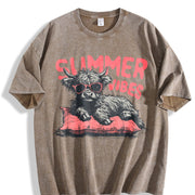 Retro Highland Cow Vibes Vintage Washed T-Shirt in Brown