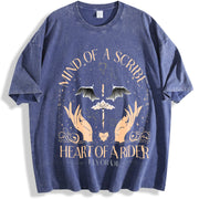 Eagle'S Soul Fourth Wing Dragon Knight Basgat War Academy vintage washed oversized T-shirt in Blue
