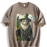Catdalf Wizard 90s ® Vintage Washed T-Shirt in Brown