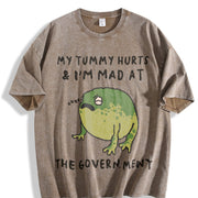 My Tummy Hurts I'm Mad at the Gouvernment Vintage Washed T-Shirt in Brown