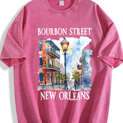 Bourbon Street New Orleans Vintage Washed T-Shirt in Red
