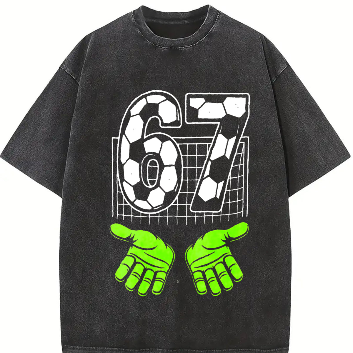 67 Soccer Vintage Washed T-Shirt in Black