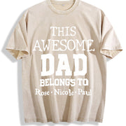 This Awesome Dad Belongs Vintage Washed T-Shirt in Beige
