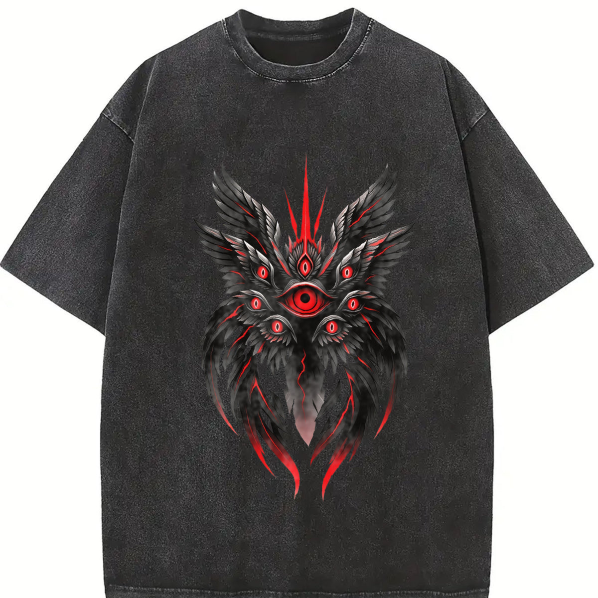 Be Not Afraid Seraphim Angel Biblical Guardian Angel With vintage washed oversized T-shirt in Black