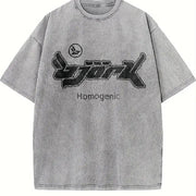 Bjork Homogenic Y2k Vintage Washed T-Shirt in Gray