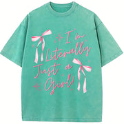 IM Literally Just a Girl Vintage Washed T-Shirt in Blue
