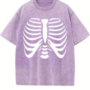 Skeleton Rib Cage vintage washed oversized T-shirt in Purple