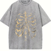 Golden Coastal Summer Graphic vintage washed oversized T-shirt in Gray