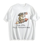 Retro American 250th Anniversary Frog Retro USA Cotton T-Shirt in White
