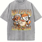 More Espresso Less Depresso Vintage Washed T-Shirt in Gray
