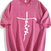 God's Brush Animated Printing Vintage Washed T-Shirt in Red