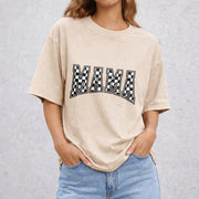 Checkered Mama Gift for Mom vintage washed oversized T-shirt in Beige