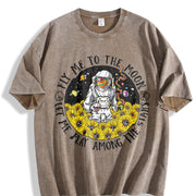 Fly Me to the Moon Let Me Play Among the Stars Vintage Washed T-Shirt in Brown