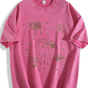 Spider Tattoo Retro Web Insect Vintage Washed T-Shirt in Red