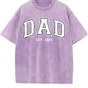 Dad Est Year Personalized Dad Vintage Washed T-Shirt in Purple