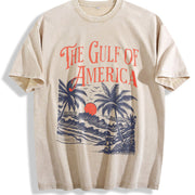 The Gulf of America Coastal Scene vintage washed oversized T-shirt in Beige