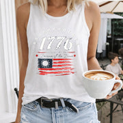 1776 Land of the Free Women's Color Cotton Tank Top in White