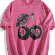 8 Ball Cherry Retro Vintage Washed T-Shirt in Red