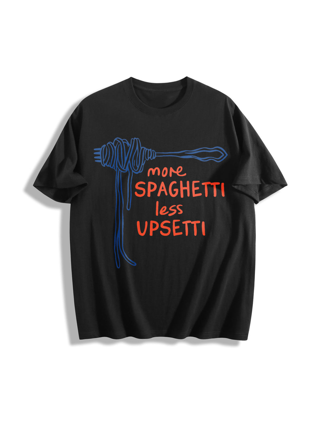 Spaghetti Food Cotton T-Shirt in Black