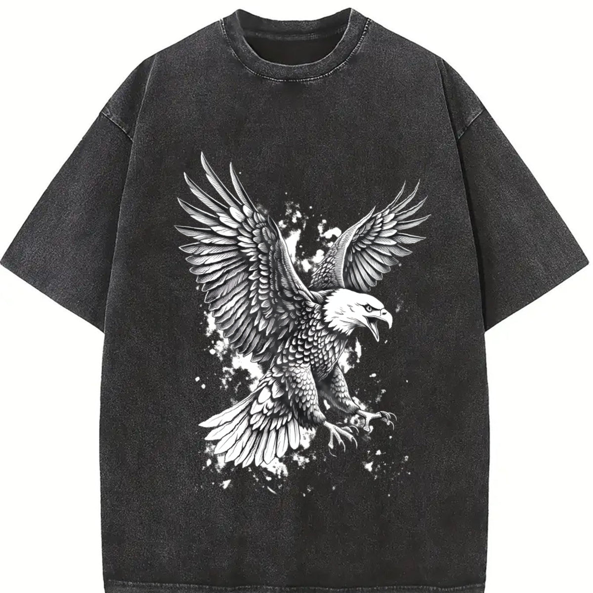 Bald Eagle 90s Retro ® Grunge Bird Y2k Vintage Washed T-Shirt in Black