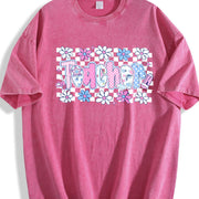 Coquette Teacher Preppy Floral Teacher Vintage Washed T-Shirt in Red