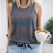 America Land of the Free Because of the Brave Women's Color Cotton Tank Top in Gray