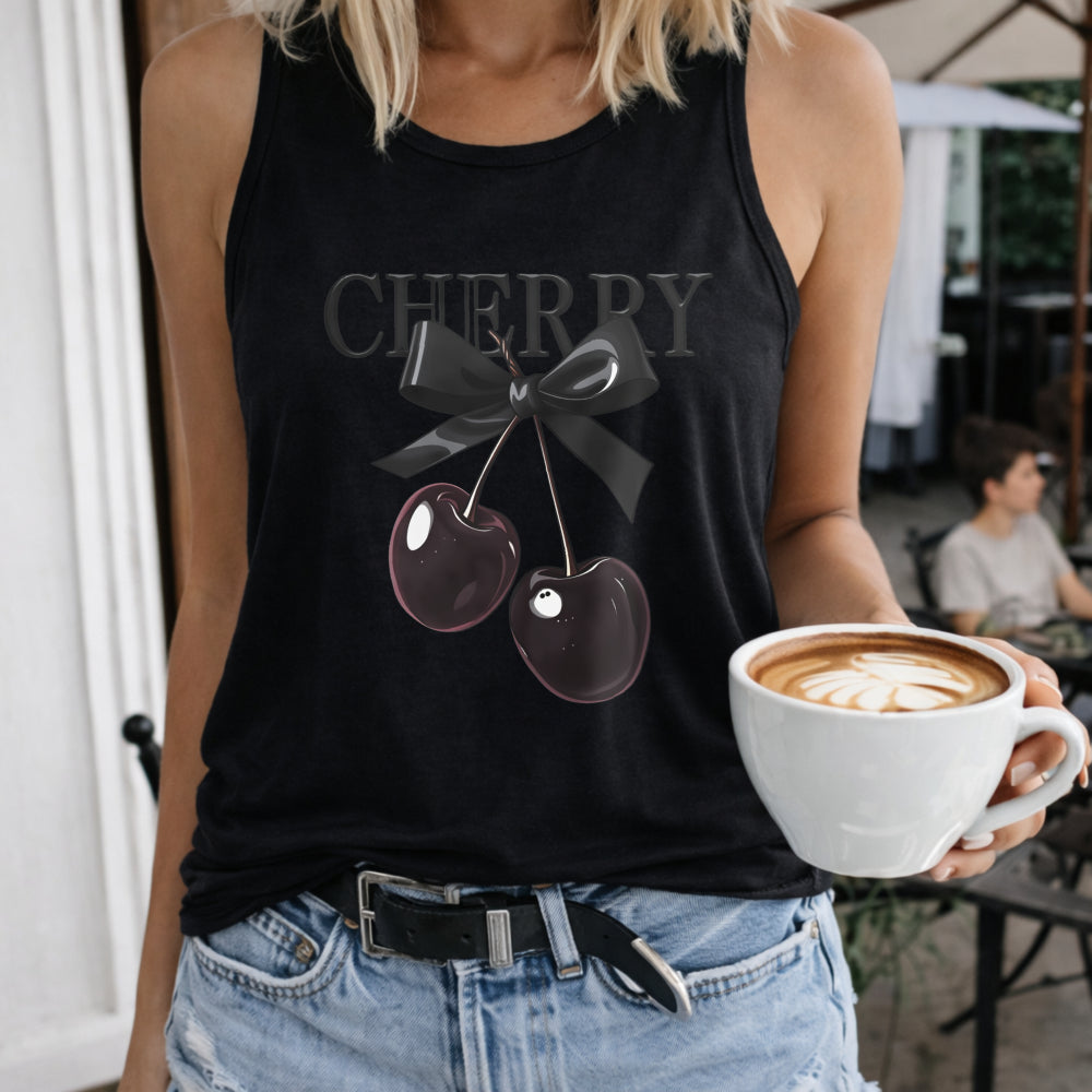 Fashionable Tank with a V-neck Women's Color Cotton Tank Top in Black