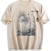 Wildlife Animals 90s Vintage Washed T-Shirt in Beige