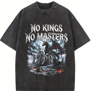 No Kings No Masters 90s Vintage Washed T-Shirt in Black