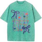 American Honey Coquette 4th of July Vintage Washed T-Shirt in Blue