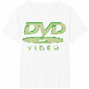 DVD Video Nostalgic Green Logo Gaming 2000s Retro Cotton T-Shirt in White