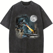 Dragon Castle Dark Art Vintage Washed T-Shirt in Black