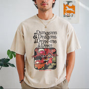 Dungeons and Dragons and Drive Ins and Dives Vintage Washed T-Shirt in Beige