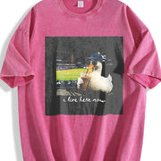 Goose at a Baseball Game I Live Here Now Vintage Washed T-Shirt in Red