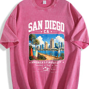 San Diego California Vintage Washed T-Shirt in Red