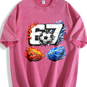 67 Fire and Ice Soccer Vintage Washed T-Shirt in Red