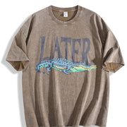 Later Gator 90s Vintage Washed T-Shirt in Brown