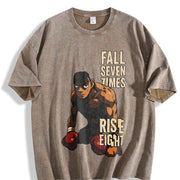 Makunouchi Hajime No Ippo Black for Game Fans Classic vintage washed oversized T-shirt in Brown