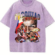 Manny PacQ Goat Boxing Style vintage washed oversized T-shirt in Purple
