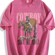 Cowboy Take Me Away vintage washed oversized T-shirt in Red
