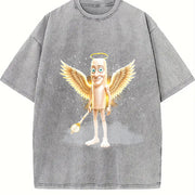 Tung God Sahur Brainrot Meme Vintage Washed T-Shirt in Gray