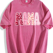 Valentines Mama Mom Love Vintage Washed T-Shirt in Red
