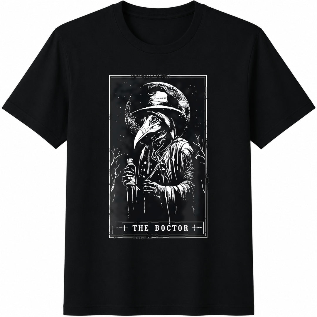 Gothic Plague Doctor Cotton T-Shirt in Black