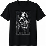 Gothic Plague Doctor Cotton T-Shirt in Black