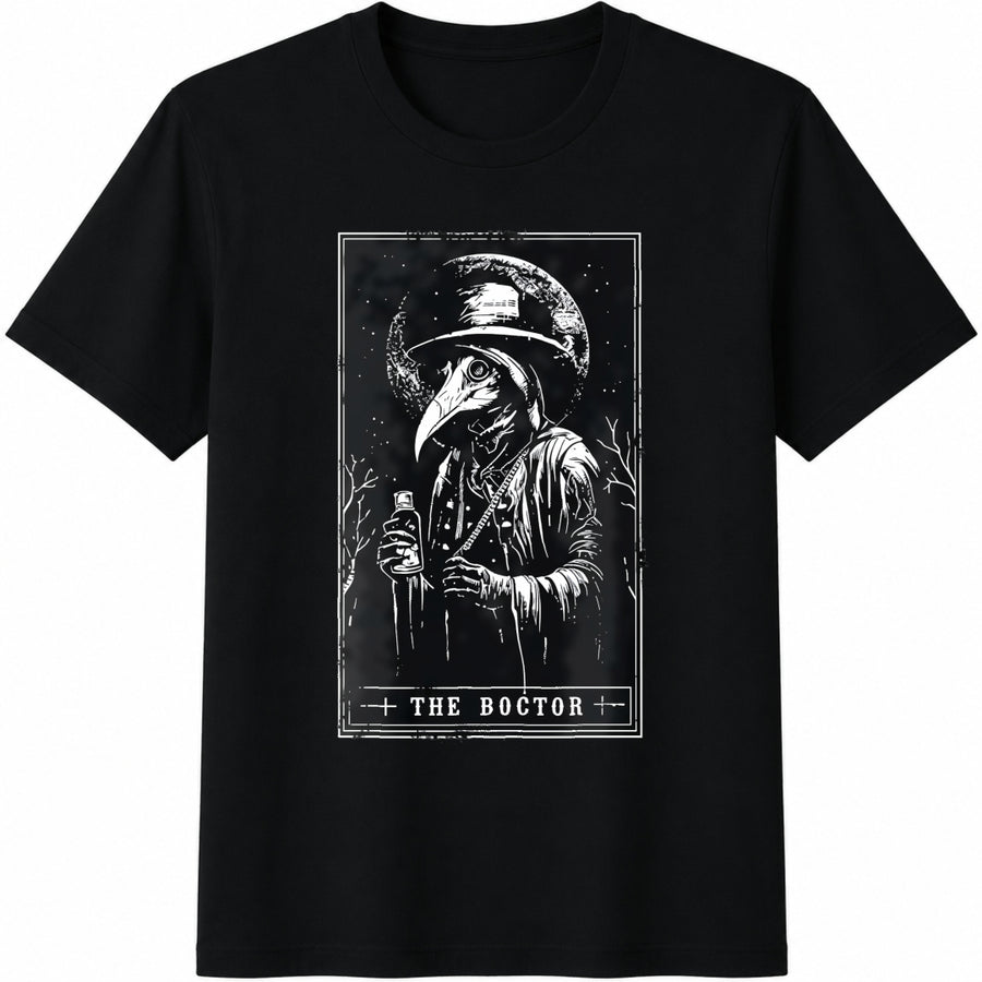 Gothic Plague Doctor Cotton T-Shirt in Black