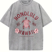 Honolulu Hawaii Turtle vintage washed oversized T-shirt in Gray
