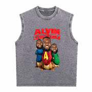 Lebron James Alvin and Chipmunks Bk-130 Vintage Washed Tank Top in Gray