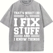 I Fix Stuff 1 Pcs Heavy Vintage Washed T-Shirt in Gray