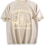 Support Local Street Cats Raccoon Skunk vintage washed oversized T-shirt in Beige